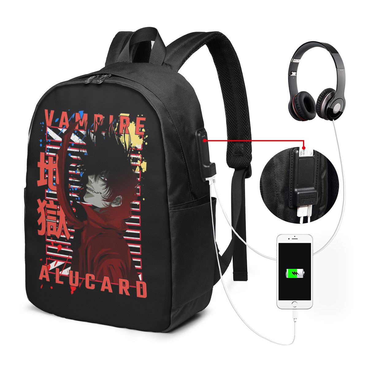 Laptop Bag - حقيبة ظهر Alucard Hellsing Manga للسفر،